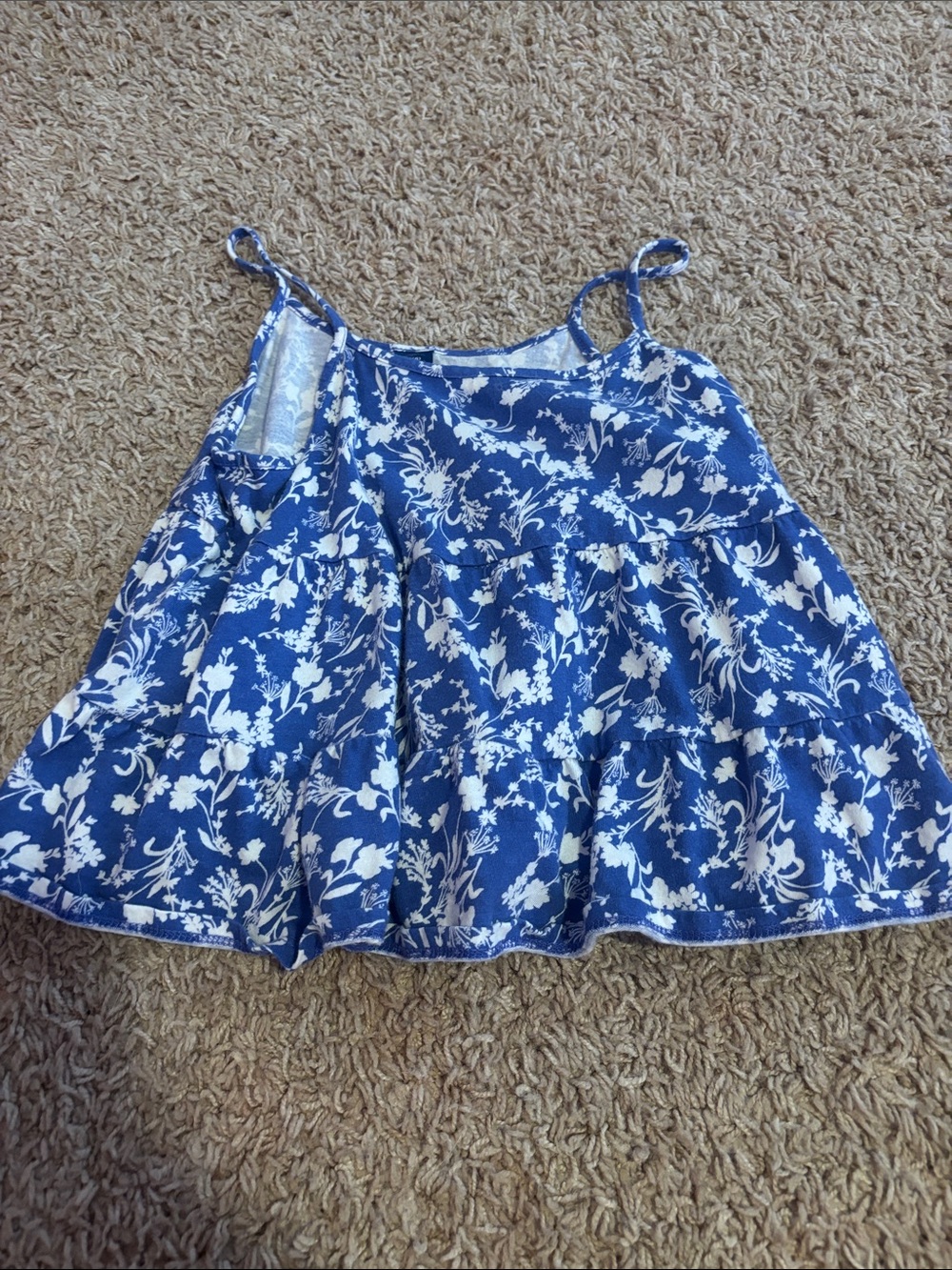 Old Navy Blue and White Floral Tiered Camisole